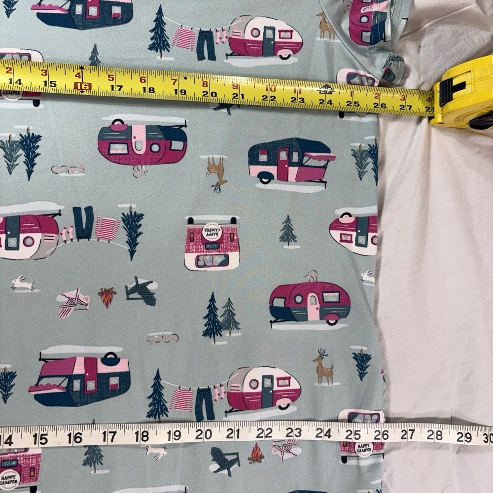 Joyspun Nightgown Women Lt Blue Teal & Pink Campers Cozy Knee Length Large-XL - Picture 2 of 6